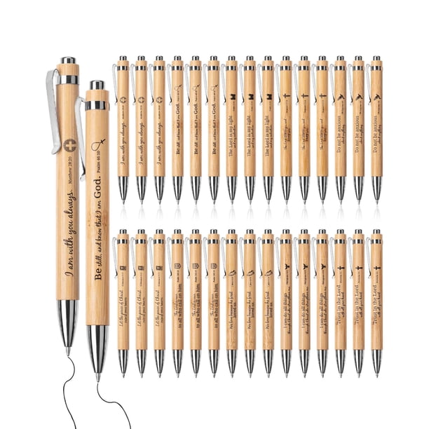 Pen Mr. Pen Bible Verse Bamboo, paquete de 30 unidades, tinta negra, 1 mm