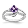 thumbnail image 1 of Solid 14k White Gold Simulated Amethyst and CZ Ring, 1 of 1
