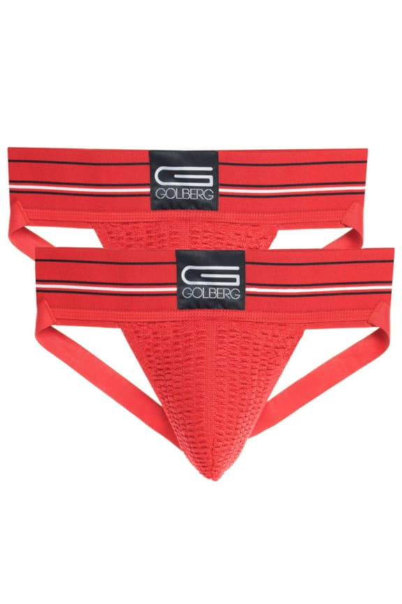 Premium Men's Athletic Supporters for Sports and Exercise in a Pack of 2 - Jock Strap Underwear with Extra Strength Elastic (Size - Medium)