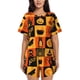 thumbnail image 1 of Balery Halloween Banner Symbols Conjunto de Pijama para Mujer con Estampado, Dos Piezas de Manga Corta y Shorts, Ropa de Dormir Suave con Cuello Redondo y Bolsillos-Small, 1 of 6