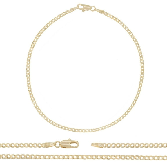 BEBERLINI Women Cuban Link Chain Anklet 14K Gold Filled Ankle Bracelet 10" Jewelry 2.5 mm