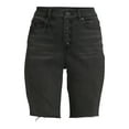 thumbnail image 4 of Time and Tru Women's High Rise Button Fly Denim Bermuda Short, 4 of 5