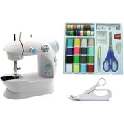 Michley LSS-202C Mini Portable Mechanical Sewing Machine & Accessories 3-Piece Value Bundle With Electric Scissors and Sewing Kit