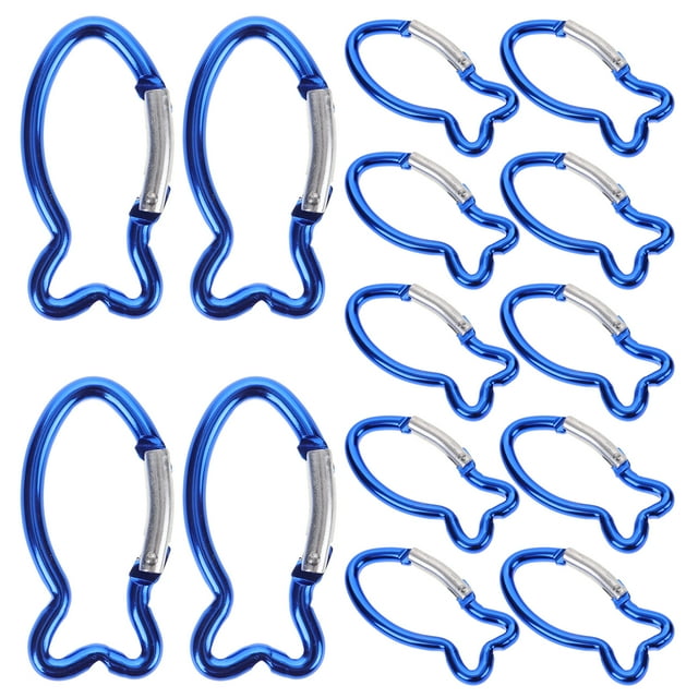 15Pcs Camping Buckle Fish Shape Snap Buckles Hook Clips Spring Hanging Buckles Outdoor Clips
