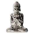 thumbnail image 2 of Ceramic Meditating Buddha Figurine with Rounded Ushnisha in Anjali Mudra Polished Chrome Finish Silver, 2 of 2
