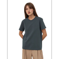 thumbnail image 1 of T-shirts à Manches Courtes Surdimensionnés pour Femmes, Col Rond, Coupe Ample, T-Shirt d'Entraînement, Hauts Décontractés d'Été, Coton, Bleu et Gris, G, 1 of 8