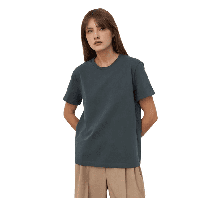 T-shirts à Manches Courtes Surdimensionnés pour Femmes, Col Rond, Coupe Ample, T-Shirt d'Entraînement, Hauts Décontractés d'Été, Coton, Bleu et Gris, G