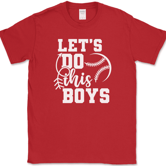Let's Do This Boys Baseball T-Shirt Funny Humor Sports Gift Text Tee - Red, XL