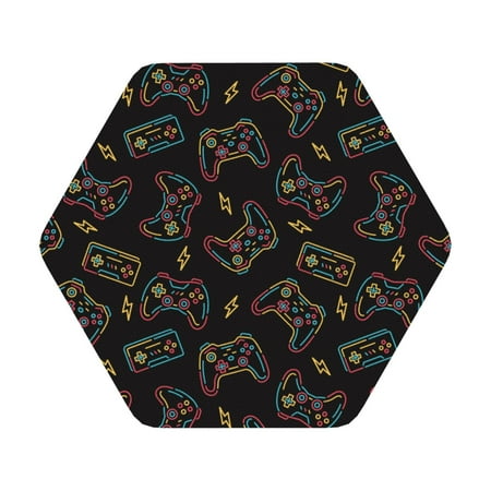 

Coaee Colorful Game Controller Print Leather Coasters Set of 6 Non-Slip Washable Cup Coasters for Home Office Bar Hexagon
