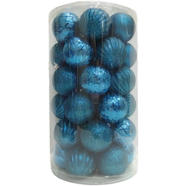 Holiday Time Teal Shatterproof Christmas Ornament Set, Set of 41 - Walmart.com - Walmart.com
