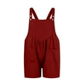 thumbnail image 6 of Diufon Plus Size Women Shorts Rompers Square Neck Sleeveless Playsuits Solid Color Bodysuits with Pockets, 6 of 7