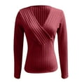 thumbnail image 4 of Dagugfen Sweaters for Women Wrap Deep V Neck Long Low Cut Sleeve Slim Fitted Knitted Going out Tops for Night Club Party, 4 of 5