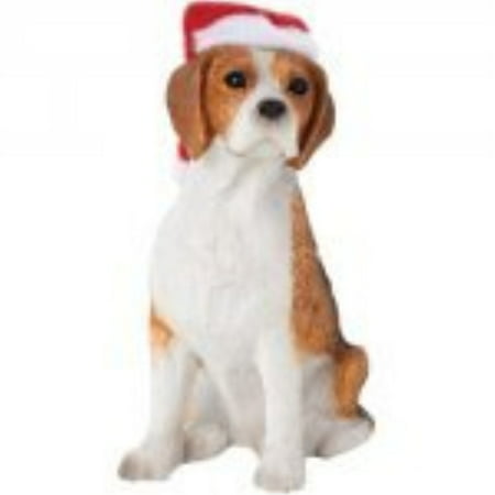 Sandicast Beagle with Santa Hat Holiday Ornament