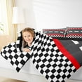 thumbnail image 4 of jejeloiu Classic Geometric Checkered Full Size Comforter Sets,Racing Track Bedding Comforter Set,Red Black White Bedding Sets For Boys Kids,Microfiber Bedroom Decor Reversible,3pcs, 4 of 8