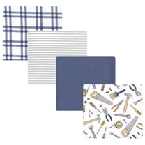 Hudson Baby Flannel Receiving Blankets - 30x30 Inch 100% Cotton, Soft Baby Blankets (Construction Print)