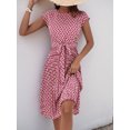 thumbnail image 6 of EASYBRA Pleated Dress Geometric Print Round Neck Short Sleeve Casual Beach Vacation Travel Dress Mid Length Pleated Skirt S–XL Multiple Colors, 6 of 7