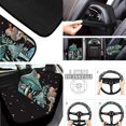 thumbnail image 4 of Jeiento Aesthetic Mushroom Car Seat Cover Set of 17 Car Floor Mat Steering Wheel Cover Armrest Cover Safety Belt Pad Cup Coasters Keychain Lipstick Holder Universal Automobile Accessory Interior, 4 of 6