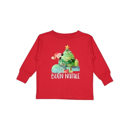 

Inktastic Buon Natale Cute Santa and Christmas Tree Gift Toddler Boy or Toddler Girl Long Sleeve T-Shirt