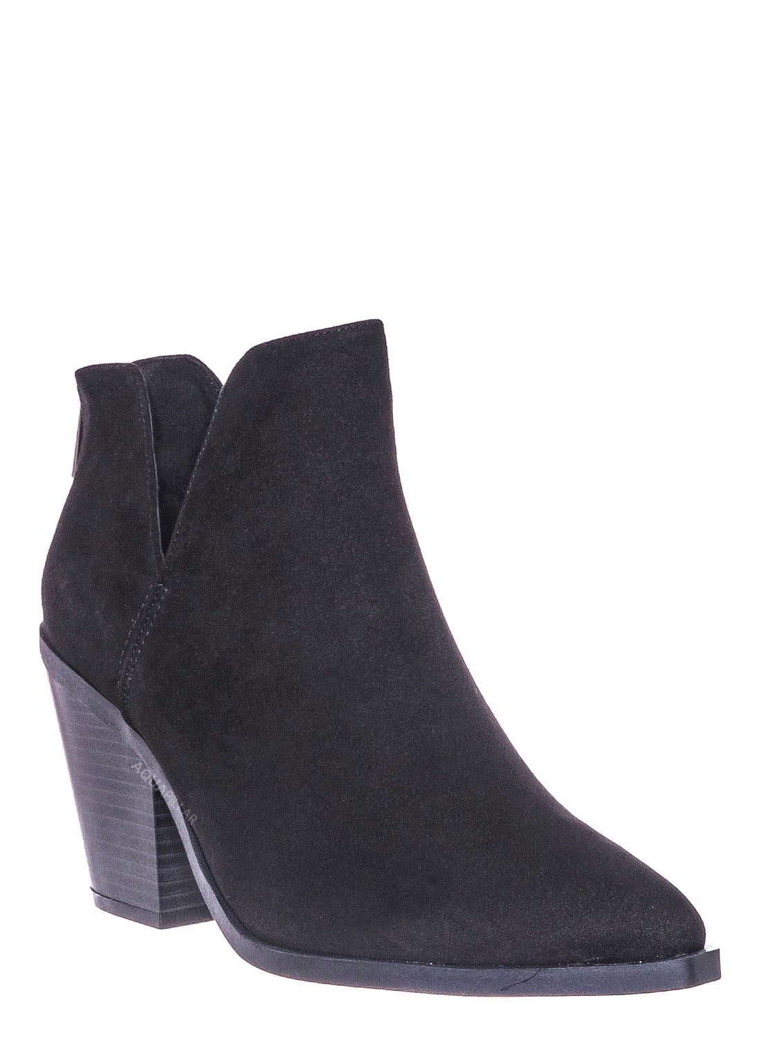 black booties wooden heel