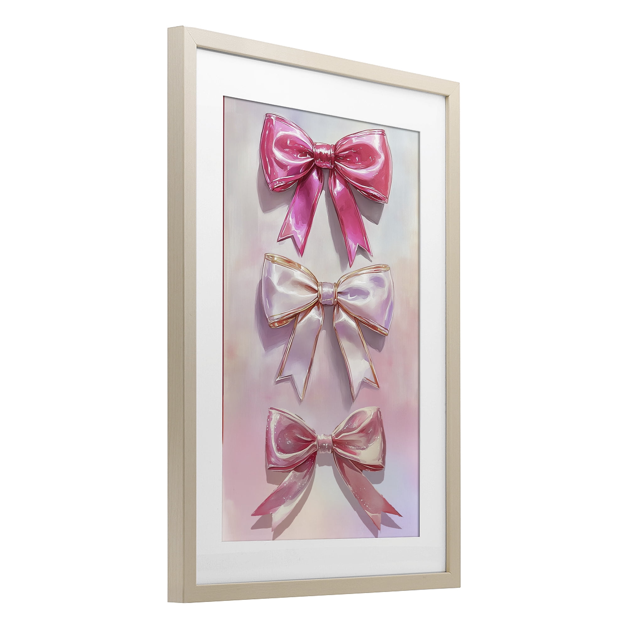 Stupell Industries Blush And Satin Bows Birch Framed Print Under Glass, design by Annabelle Hall