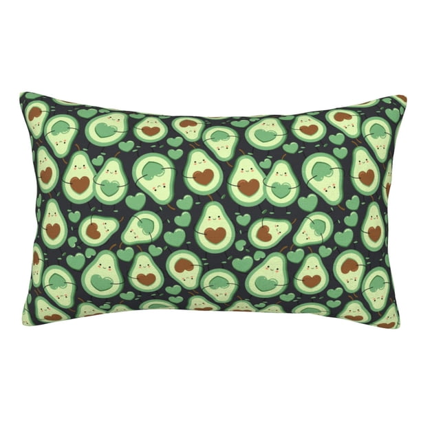 Fotbe Avocado Heart Funda de Almohada Decorativa Estilo Occidental, Lujo en Algodón, Fundas para Almohadas King, Cojín Estampado para Decoración del Hogar-14"x20"