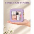 thumbnail image 2 of Bolsa de maquillaje Soimeat Mini, impermeable, de piel transparente, color morado, 2 of 7