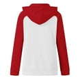 thumbnail image 4 of Women's Y2k Streetwear Casual Zip-Up Hoodie with Raglan Sleeves, Drawstring Hood and Color Block Design, Loose Fit Long Sleeve with Pockets for All Body Types Red XXXL, 4 of 5