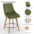thumbnail image 5 of ONEVOG Mid-Century Modern Swivel Bar Stools Set of 2, 26" Counter Height Velvet Upholstered Bar Chairs with Solid Wood Legs & Metal Footrest, Green, 5 of 11