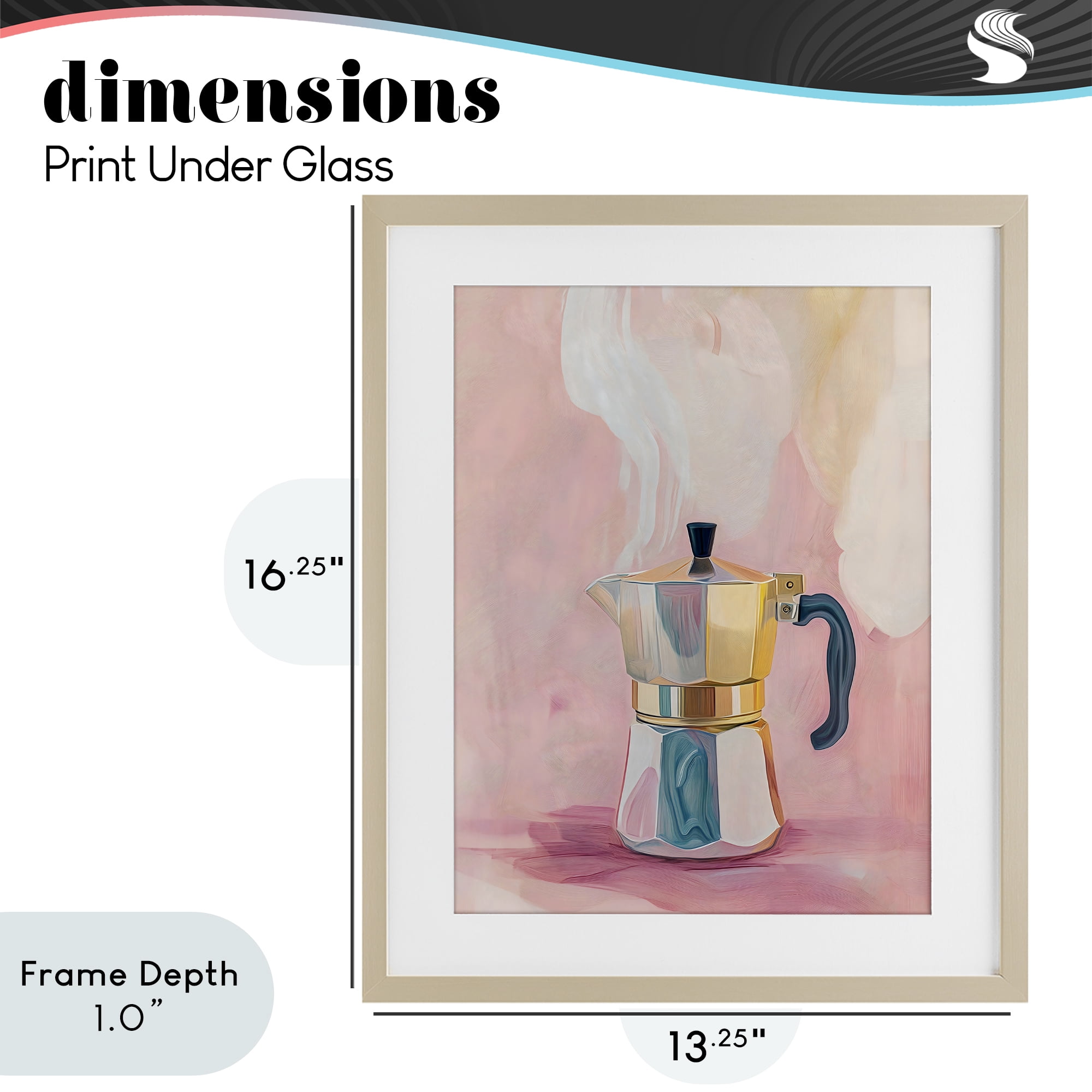 Stupell Industries Vintage Coffee Maker on Pink Birch Framed Print Under Glass, design by The Prints Vibe