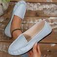 thumbnail image 5 of Dweltoz Women's Leather Loafers Business Casual Comfortable Boat Shoes Lightweight Slip on Retro Dressy Shoes,Blue 36, 5 of 9