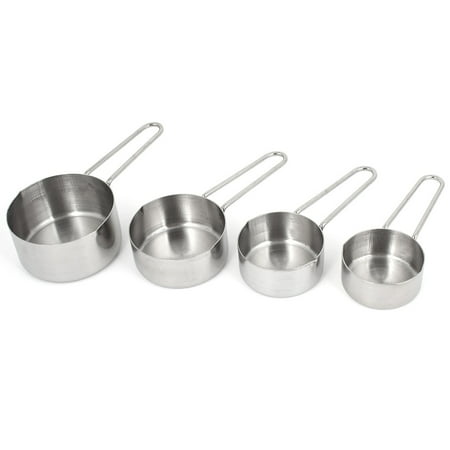 Unique Bargains 60ml 80ml 125ml 250ml Silver Tone Measuring Cup 4 in 1 for Cooking Baking