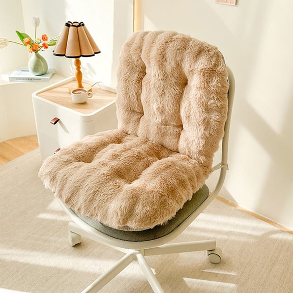 DAMAI Office Chair Cushion Padded with Back Support, Desk Chair Cushion with Premium Imitation Rabbit Fur, Non-Slip Seat Pad High Back Office Chair Cushions for Dormitory Car Home Dining Room
