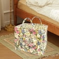 thumbnail image 3 of Decorative Floral Print Fabric Storage for Home Organization Portable Laundry Hamper with Handles, 3 of 3