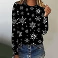 thumbnail image 2 of IROINNID Christmas Long Sleeve Shirts for Women Crewneck Holiday Shirt Printed Casual Loose Fit Pullover Classic Tops,Black, 2 of 5