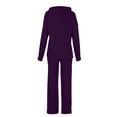 thumbnail image 4 of LilyLLL Womens Solid Color Tracksuit Hoodie Sweatshirt Plazzo Pants Loungewear Pajamas, 4 of 4
