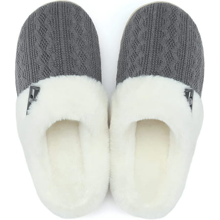 

QWZNDZGR Fuzzy Slippers Womens Comfy Memory Foam House Slipper Warm Plush Outdoor Indoor Bedroom Shoes with Fur Lining
