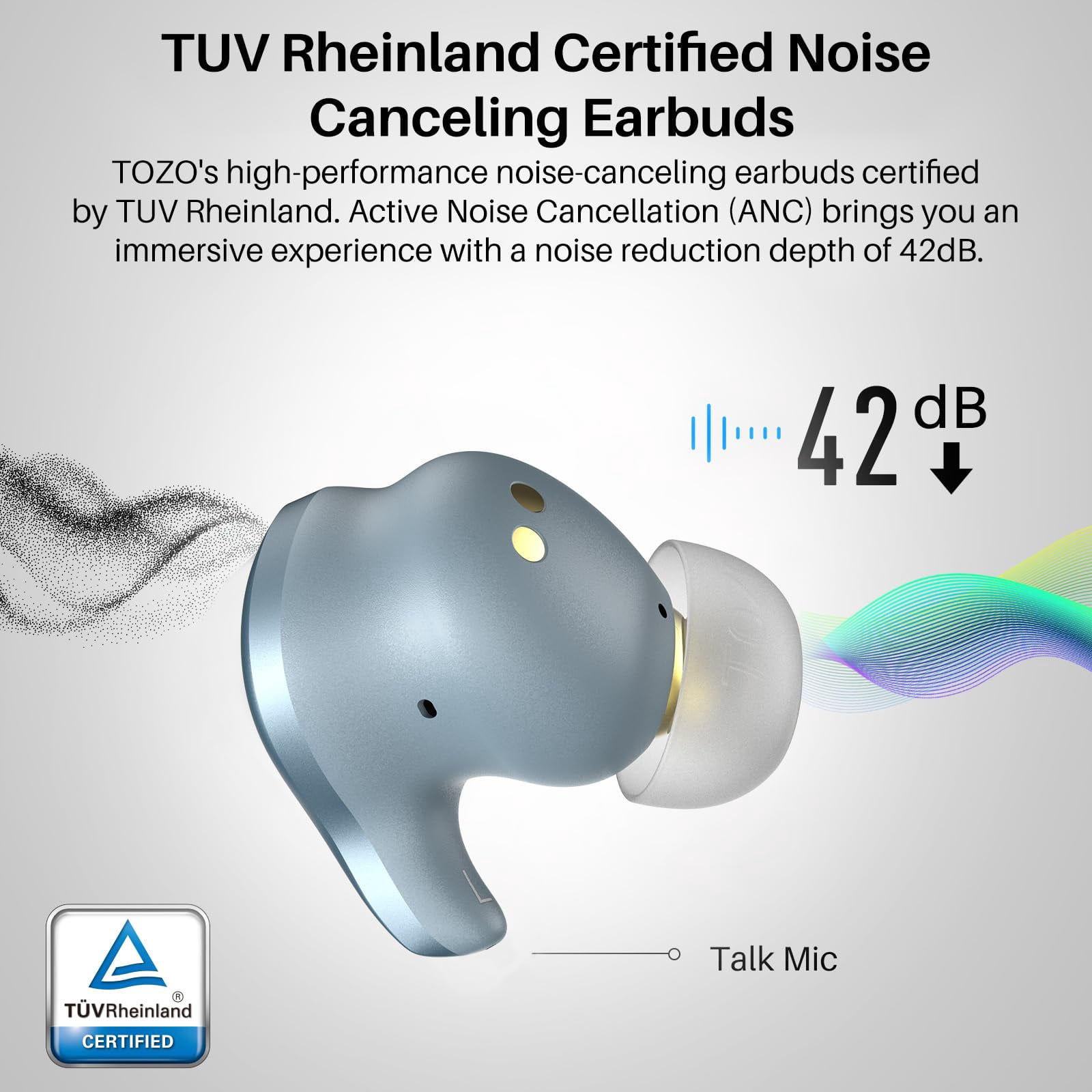 TOZO X1 Hybrid ANC+ENC Noise Cancelling Earbuds, JAS Hi-Res Certified, OrigX Pro+LDAC HD Audio, Balanced Armature+Hybrid Dynamic Driver, APP-32EQ, Wireless Charging, Support HSP HFP A2DP AVRCP, Blue