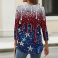thumbnail image 6 of Women's 250th Anniversary USA Shirt Patriotic American Flag Print V-Neck Button 3/4 Sleeve T-Shirt, 6 of 6