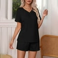 thumbnail image 4 of LYXSSBYX Womens Pajama Sets Women's Home Clothing Pajama Set Knitted Fabric Short Sleeved Shorts Two-Piece Set, 4 of 9