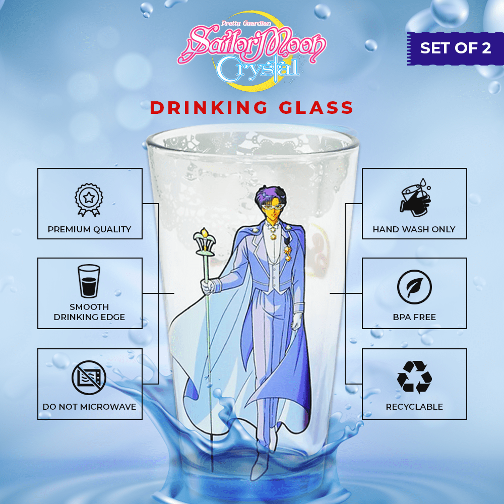 RARE Sailor Moon Crystal Season III Just Funky 6 Tall Drinking Glasses Set  of 2