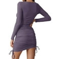 thumbnail image 4 of Langwyqu Slim Fit Women Long Sleeved Lace-Up Bandage Dress Party Mini Dress, 4 of 5