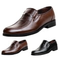 thumbnail image 4 of QWKLEAJ Men's Dress Shoes Slip On Pointed Toe Loafers, Retro Leather Low Block Heel Formal Dress Shoes, Comfort Business Footwear for Wedding Interview Office & Daily Formal Wear Black 6.5-7, 4 of 5