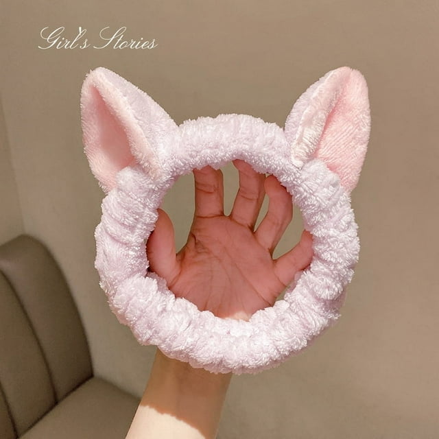Diadema con orejas de gato para otoño e invierno, estilo coreano, para mujer, accesorios para el cabello de felpa para lavarse la cara