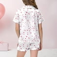 thumbnail image 6 of Rovga Outfits For Girl Short Sleeve Heart Shaped Leopard Print Pajama Set Lapel Tee Caual Shorts With Pockets Heart Shaped Print Set Relax Fit Festival Clothes Set Pink 10-11 Years, 6 of 6
