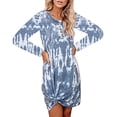 thumbnail image 1 of Vestido corto informal con tinte de corbata para mujer, cuello redondo, sin mangas, camiseta suelta de verano, minivestido Fokelyi CDWJ576-15, 1 of 5