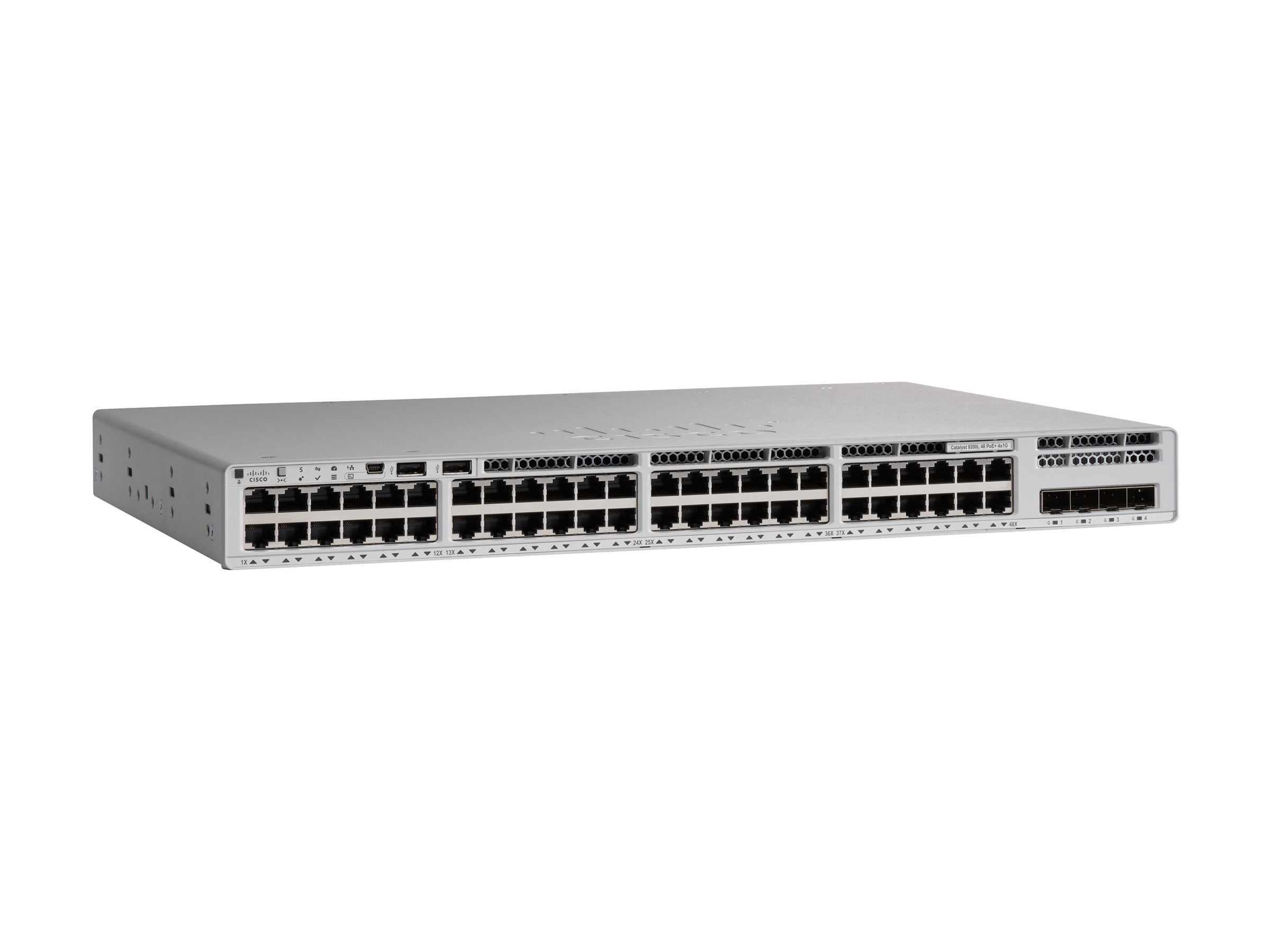Cisco Catalyst 9200L48-port Partial PoE+ 4x1G Uplink Switch, Network Essentials - 48 Ports - Manageable - 3 Layer Supported - Modular - 4 SFP Slots - 600 W Power Consumption - 370 W PoE Budget - Twist