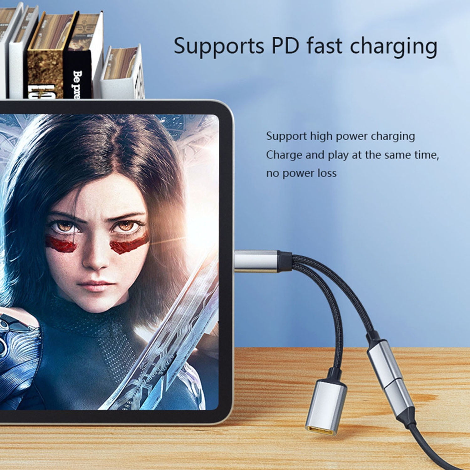 USB C OTG Cable Adapter 2 In 1: Type C Male To USB C Charging Port