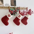 thumbnail image 5 of Christmas Stockings with Initials, 7Inches Embroidered Letter Snowflake Pattern Knit Red Christmas Stocking for Family Holiday Xmas Tree Fireplace Decorations, 5 of 8