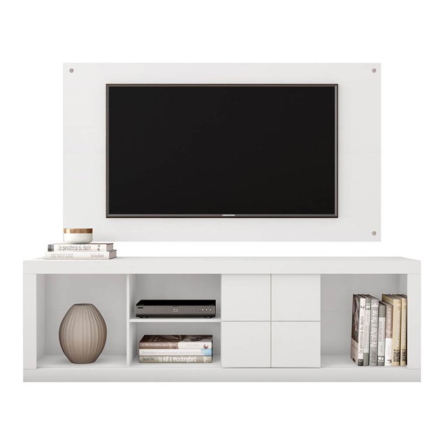 Mesa de TV BERTOLINI CEDRO BLANCO con Panel Moderno Contemporáneo Para Pantalla hasta 65 pulgadas