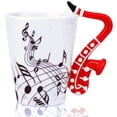 thumbnail image 1 of Taza de saxofón de 14 onzas Taza de café con notas musicales Taza de música de saxofón de cerámica Regalos para amigos Taza Nota musical Café (rojo), 1 of 5